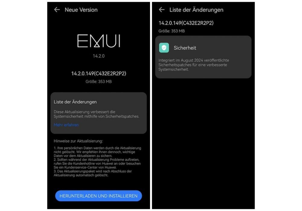 HUAWEI P60 Pro erhält Security Patch 1