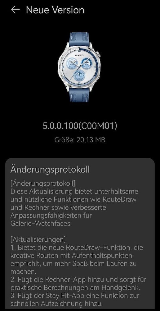 HUAWEI Watch GT 5 und GT 5 Pro Firmware Update - 5.0.0.100 1