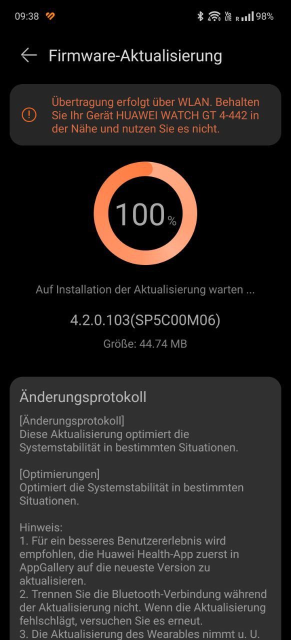 HUAWEI Watch GT 4 Update 4.2.0.103